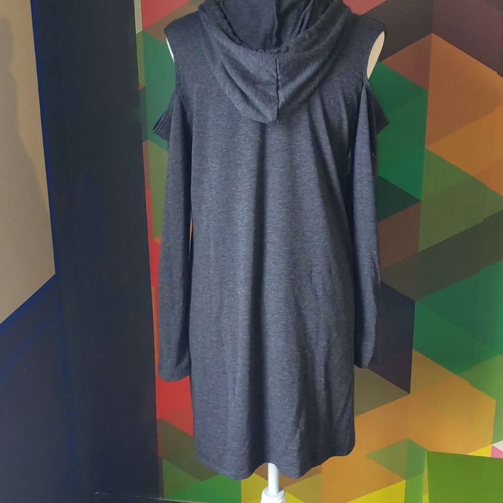 Hooded Cold Shoulder Knit Dress - Picture 3 of 5